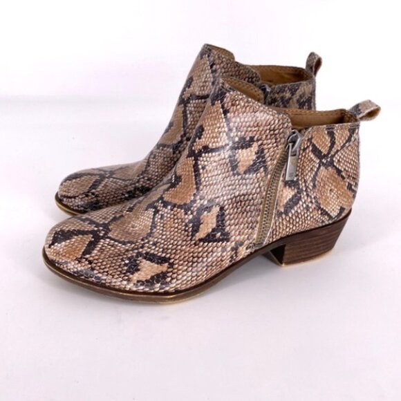 Lucky Brand Basel Leather Snakeskin Flat Bootie - 6 - Picture 1 of 7
